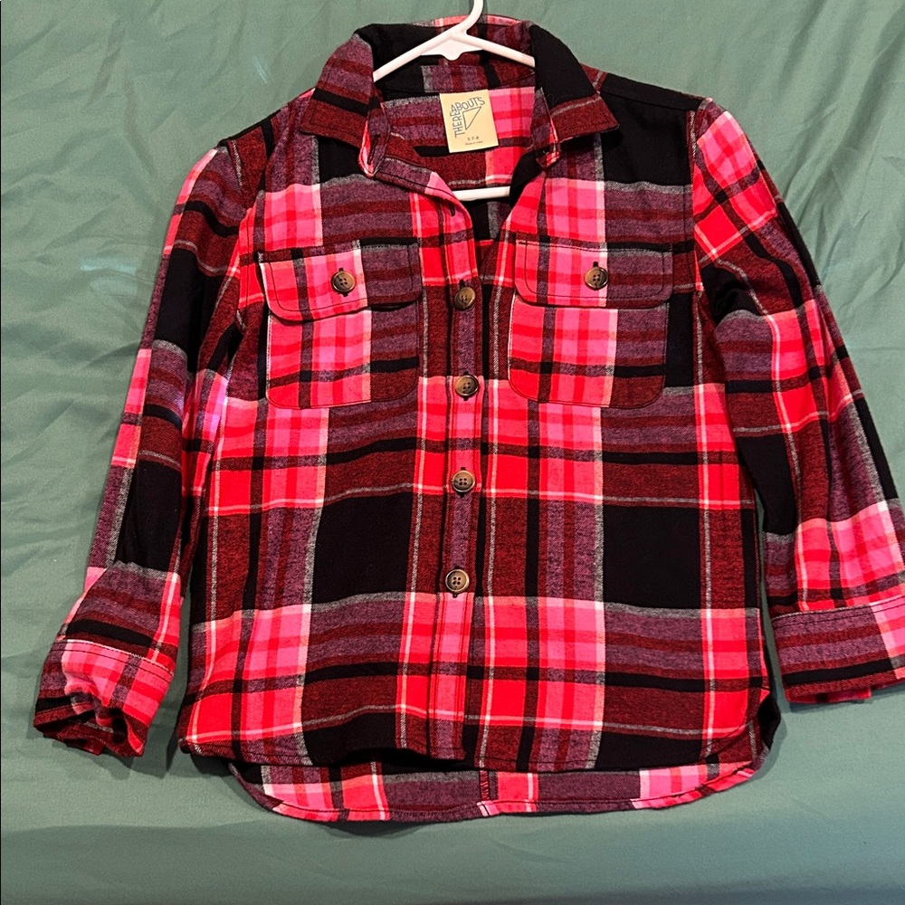 Wonder Nation Red and Black Plaid Button Down Shirt